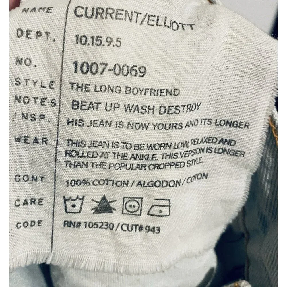 Current Elliot Shorts Womens 29 Light Blue Distressed Denim The Long Boyfriend